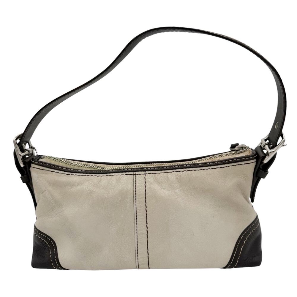 Coach 2007 Hamptons Cream Brown Leather Demi Baguette Mini Shoulder Bag F11195 - Picture 6 of 14